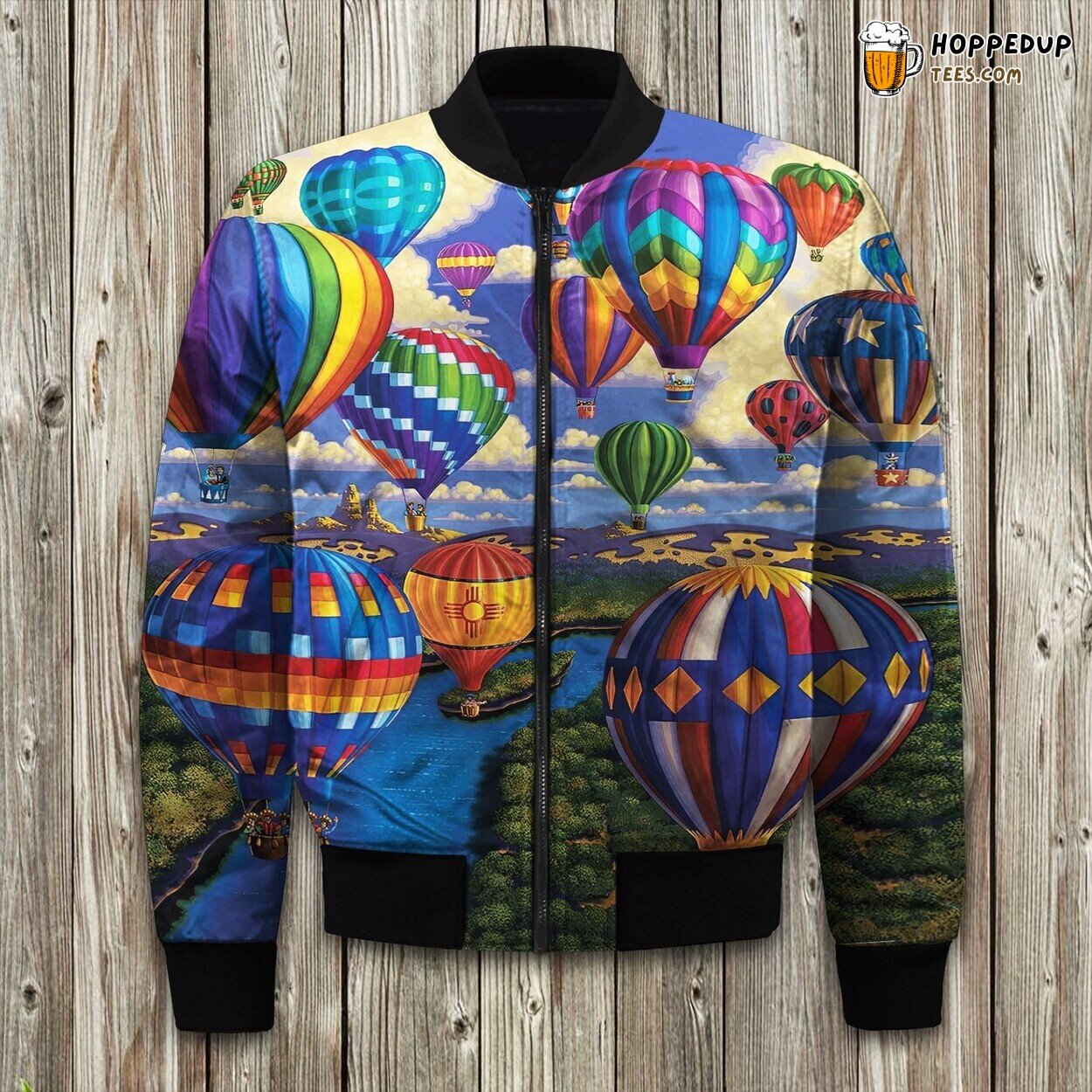 Air Balloon Sky Adventure Winter Bomber Jacket Up and Above Design