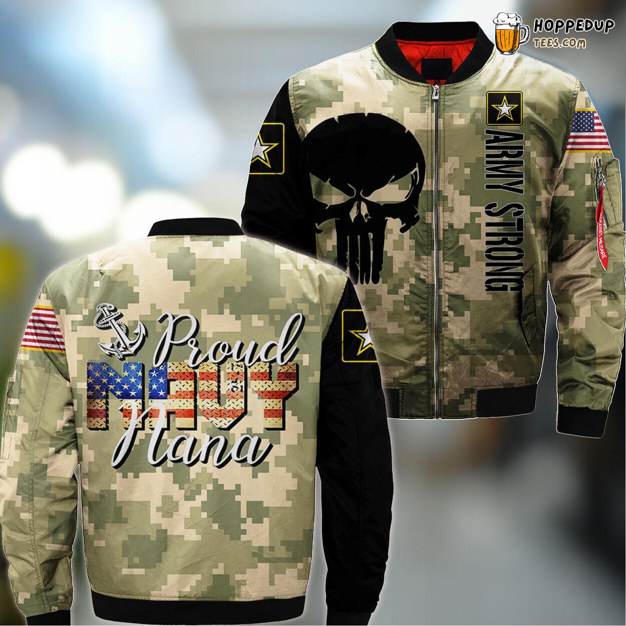 Air Force Coffee Nana Proud Veterans Day Military Bomber Jacket