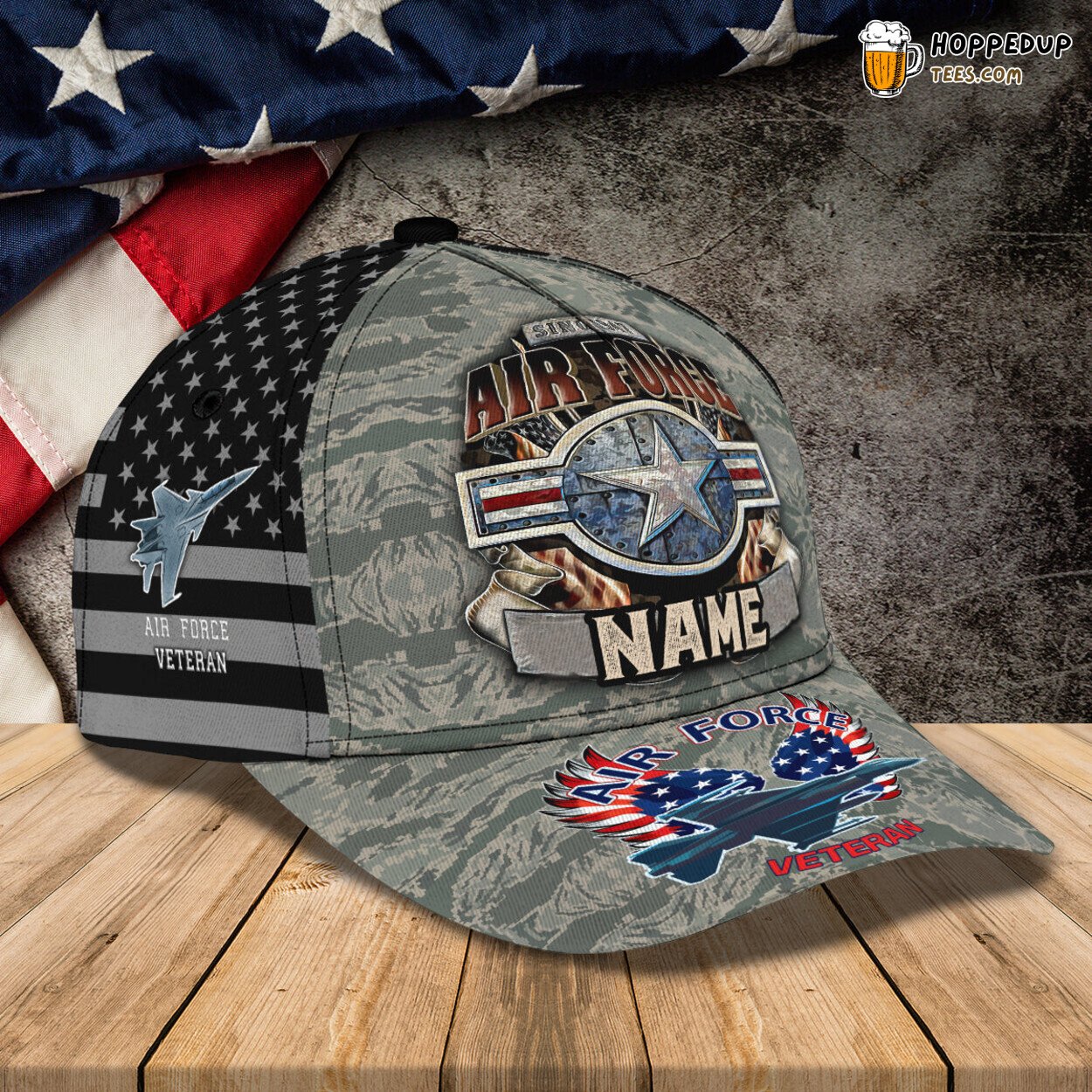 Air Force Veteran 3D Classic Personalized Name Cap Unique Stylish Design