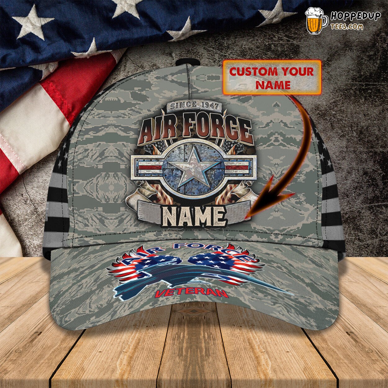 Air Force Veteran 3D Classic Personalized Name Cap Unique Stylish Design