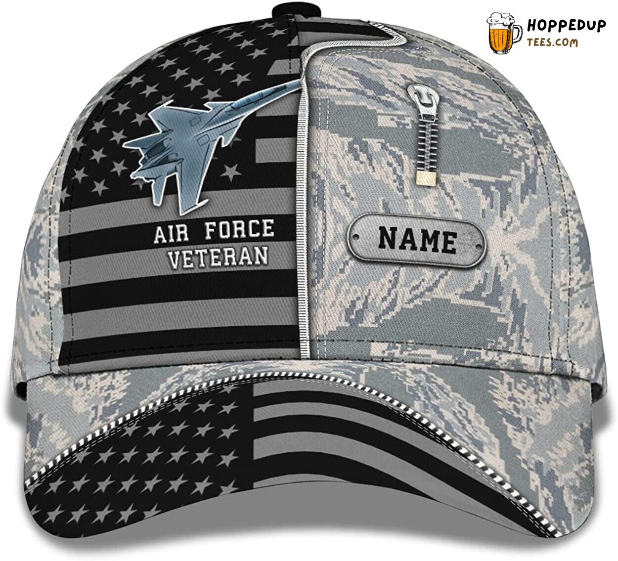 Air Force Veteran Men’s Hat American Flag Camo Pattern Snapback