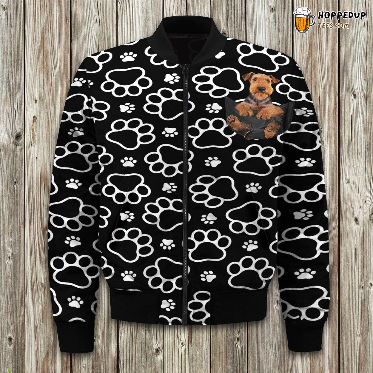 Airedale Classic Pose Bomber Jacket Celebrate Winter with Canine Nobility
