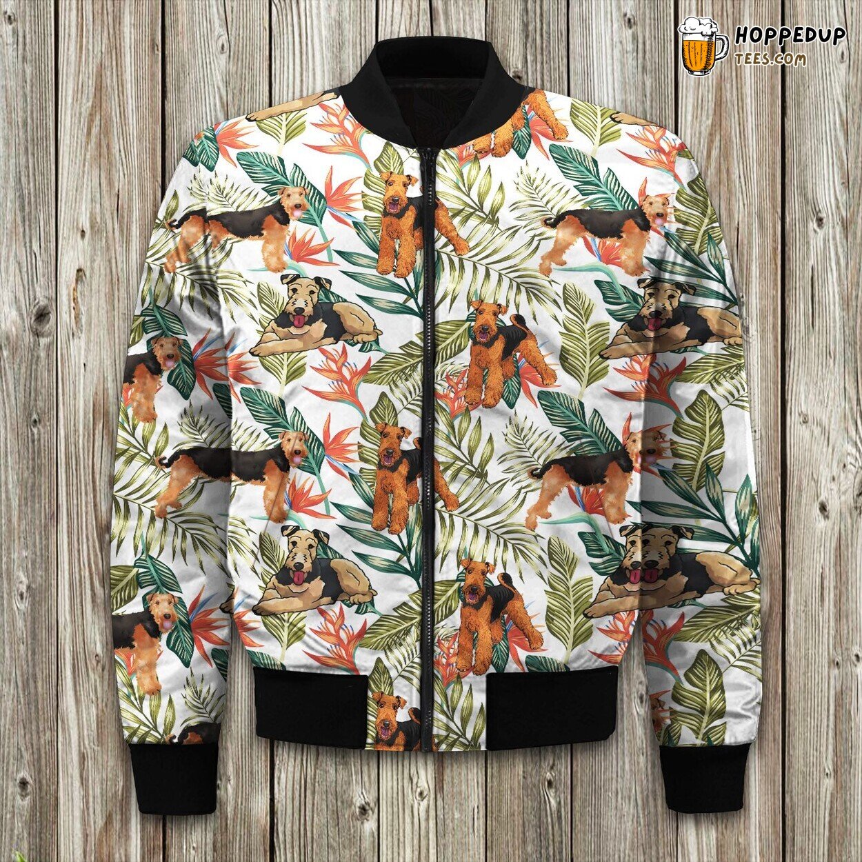 Airedale Distinct Look Bomber Jacket Winter’s Dog Elegance in Fabric Form