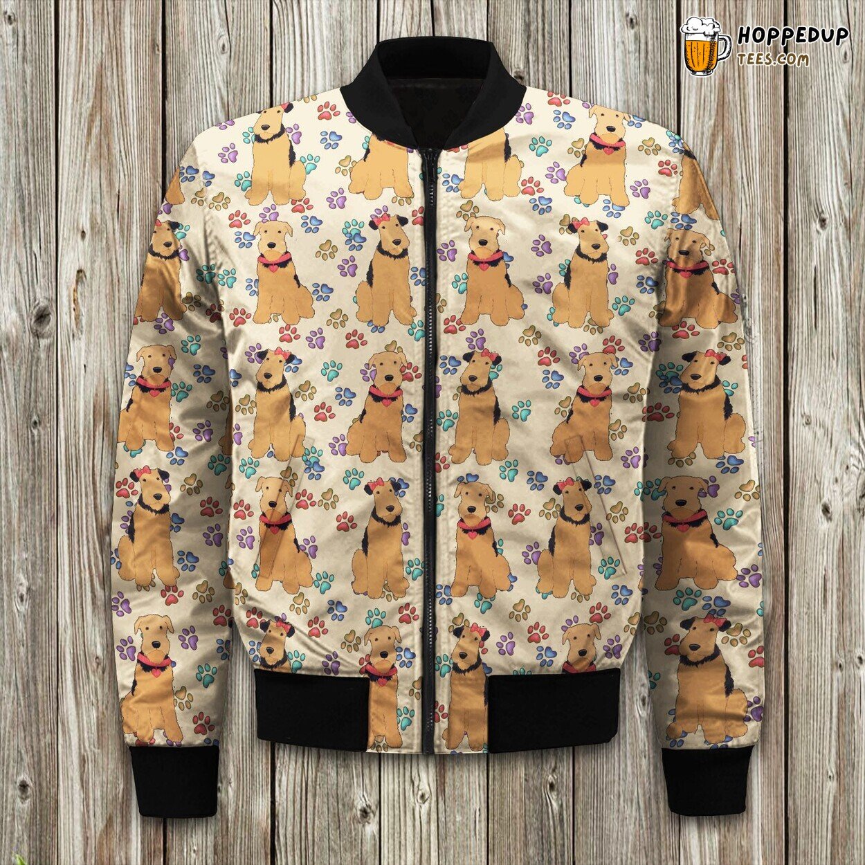 Airedale Dogs Red Bomber Jacket