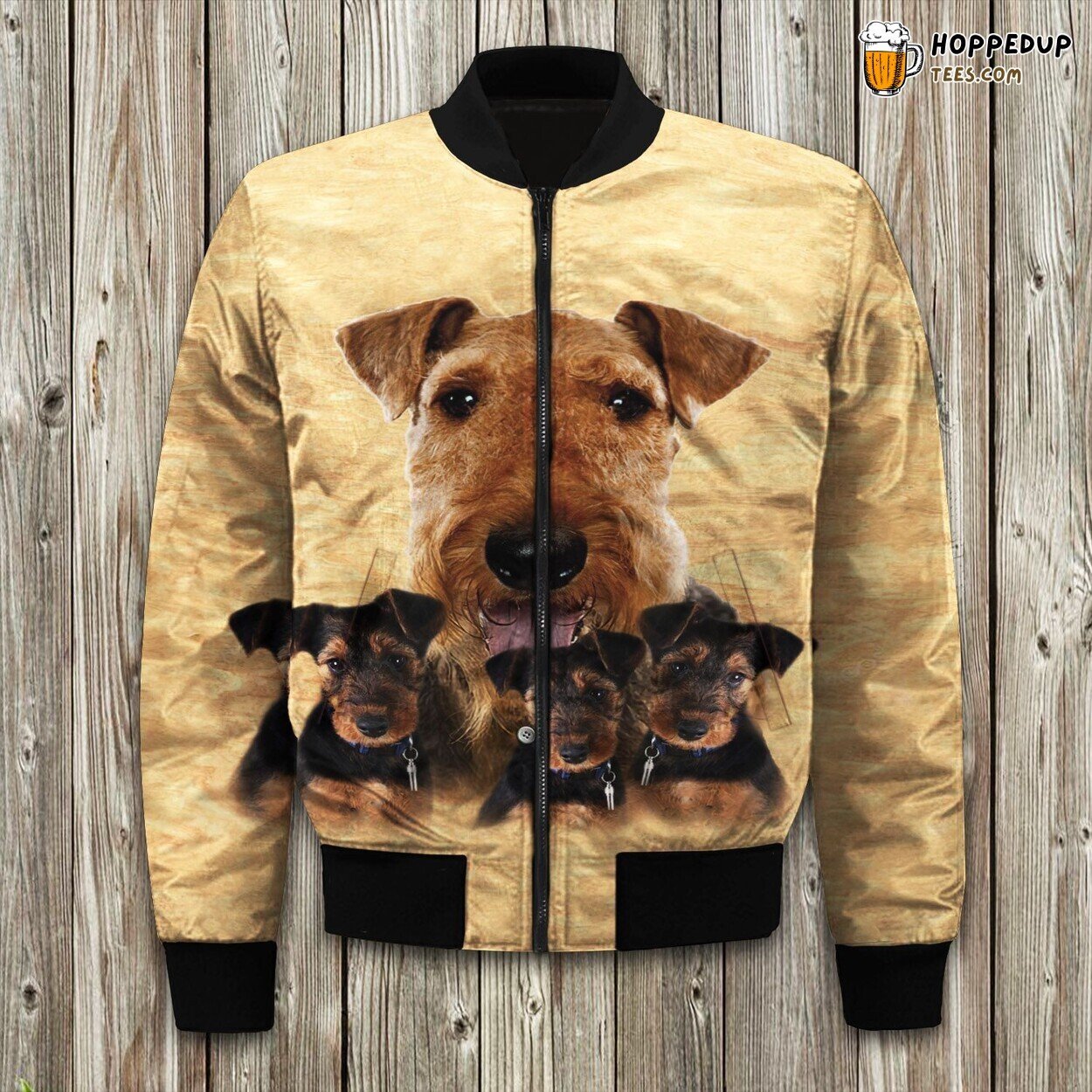 Airedale Noble Stance Bomber Jacket Celebrating Terrier’s Winter Majesty