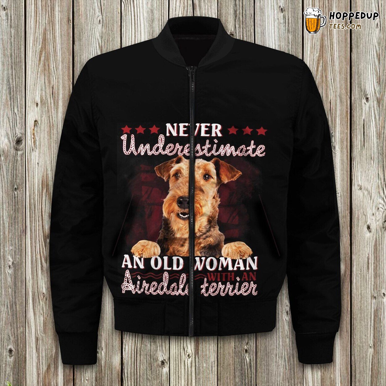 Airedale Pooch Elegance Bomber Jacket Winter Embraces Canine Grace