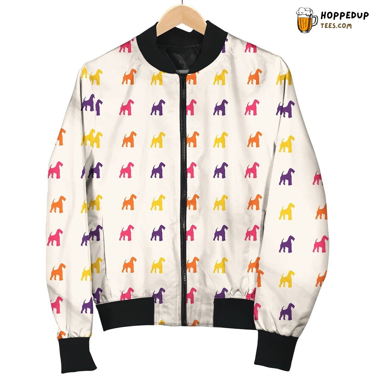 Airedale Terrier Blue Pink Yellow Bomber Jacket