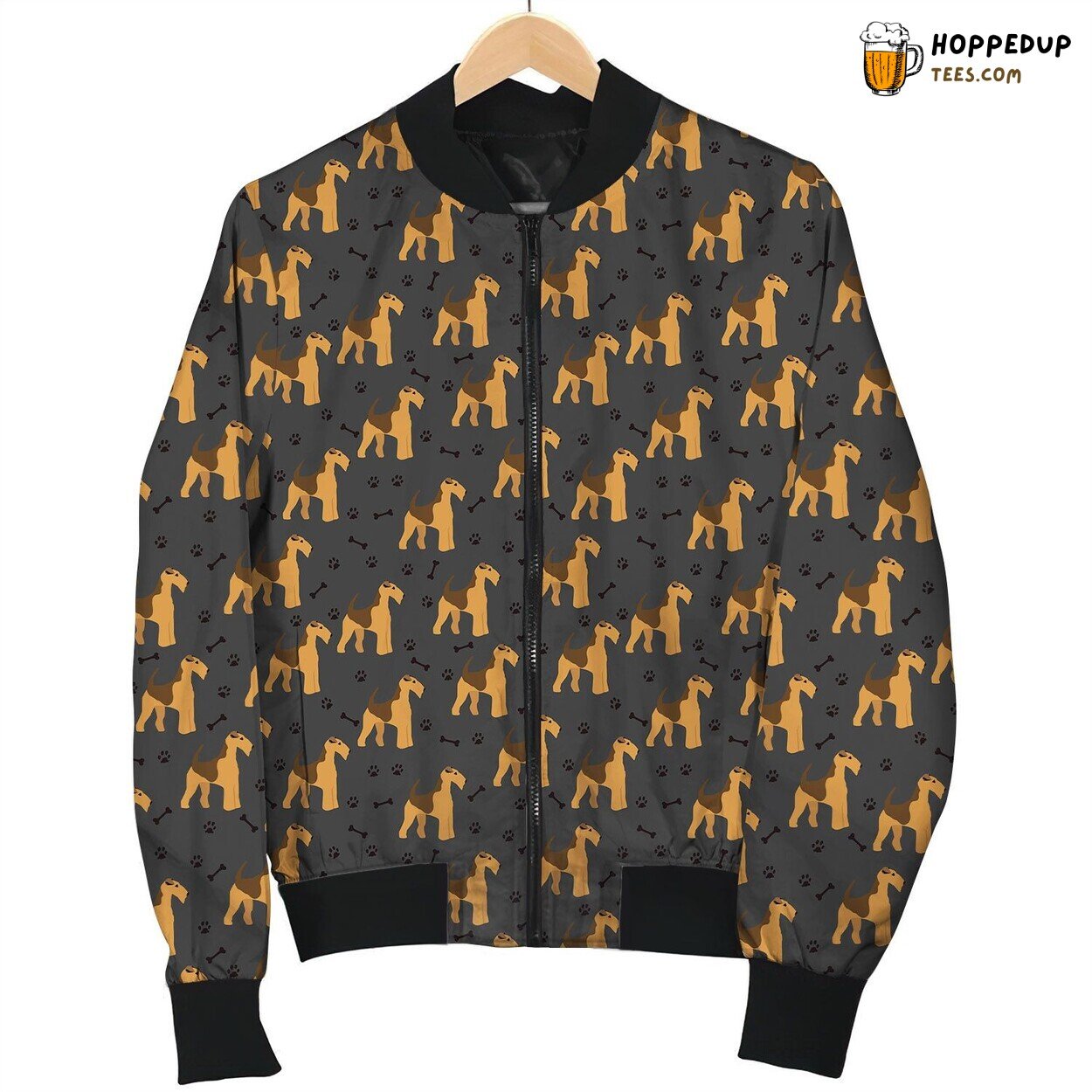 Airedale Terrier Brown Paws Bomber Jacket