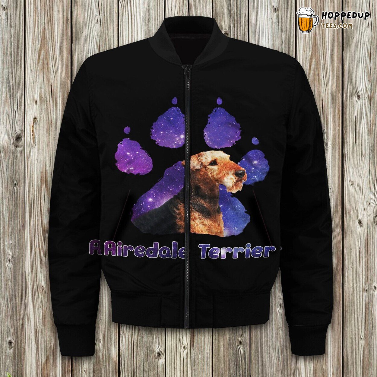 Airedale Terrier Charm Bomber Jacket Dog Lover’s Winter Wardrobe Treasure