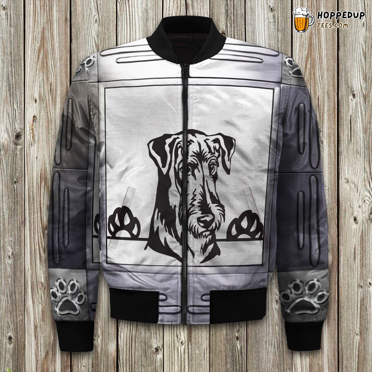 Airedale Terrier Metal Bomber Jacket