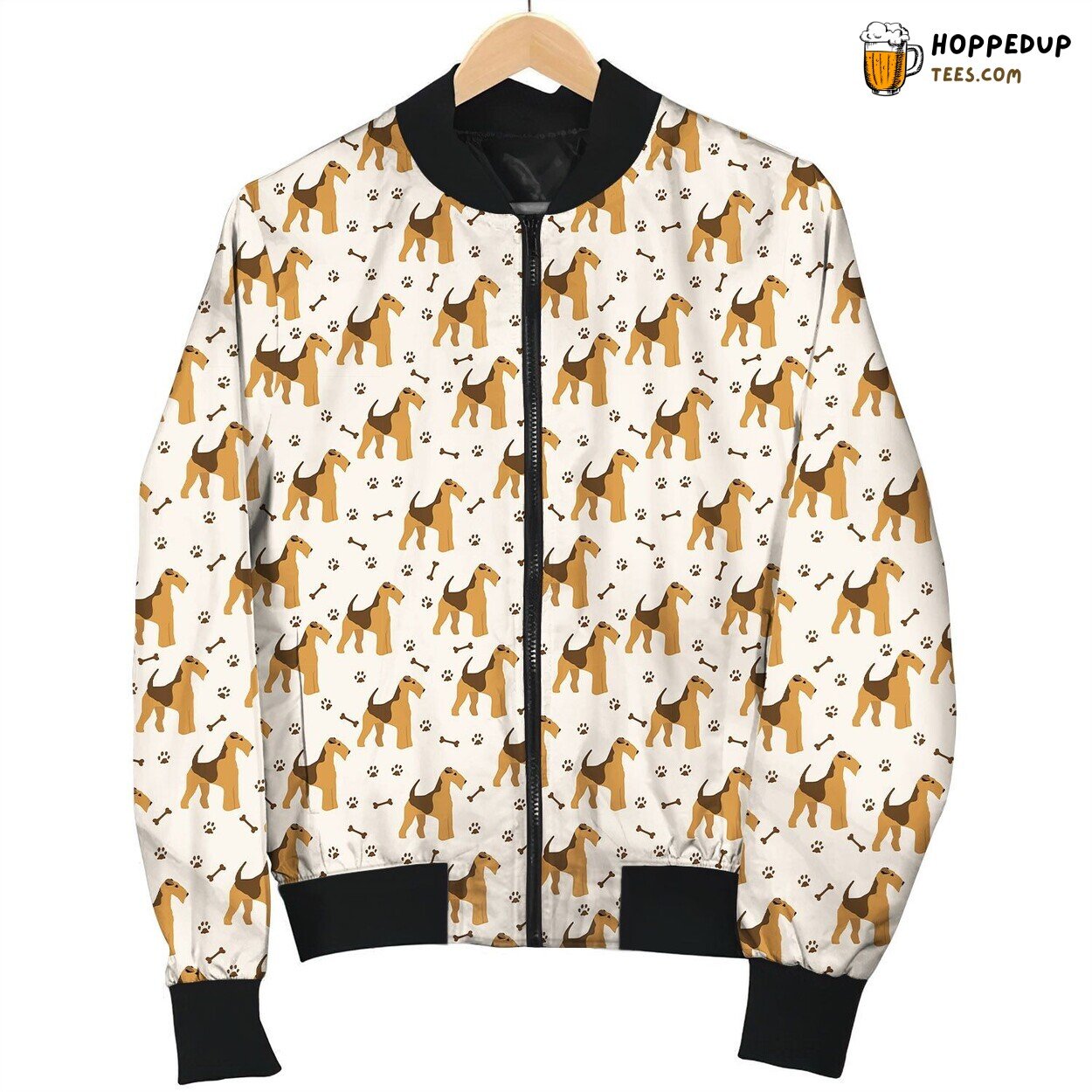 Airedale Terrier Straight Standing Bomber Jacket
