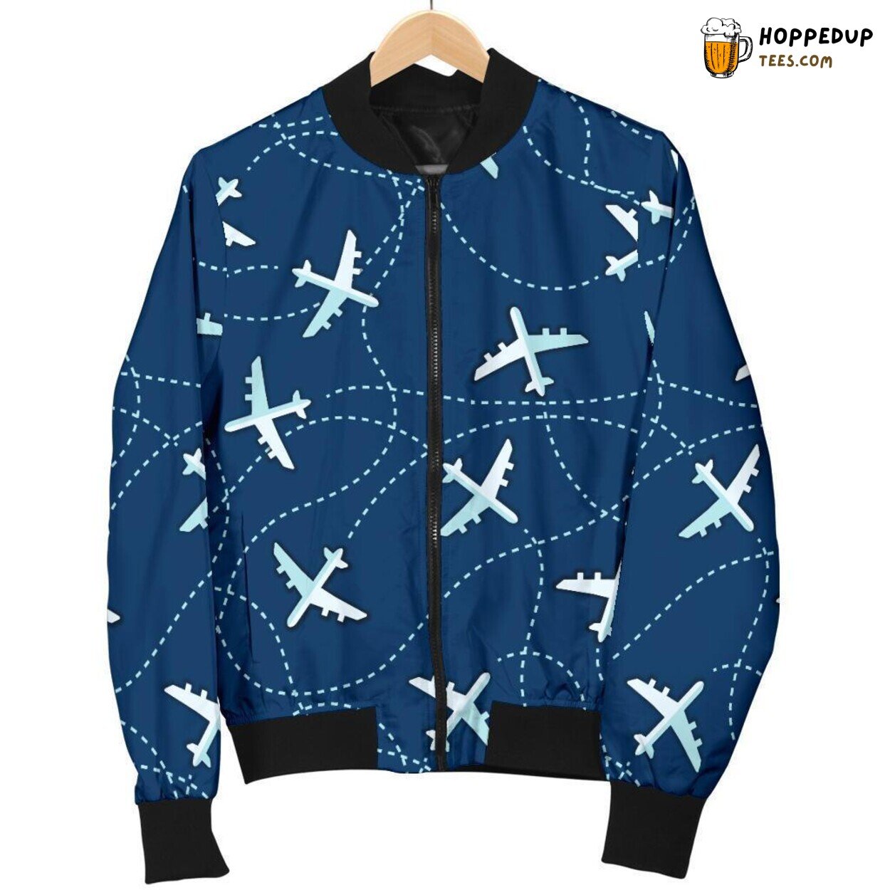 Airplane Aviation Print Pattern Men’s Bomber Jacket Stylish Design