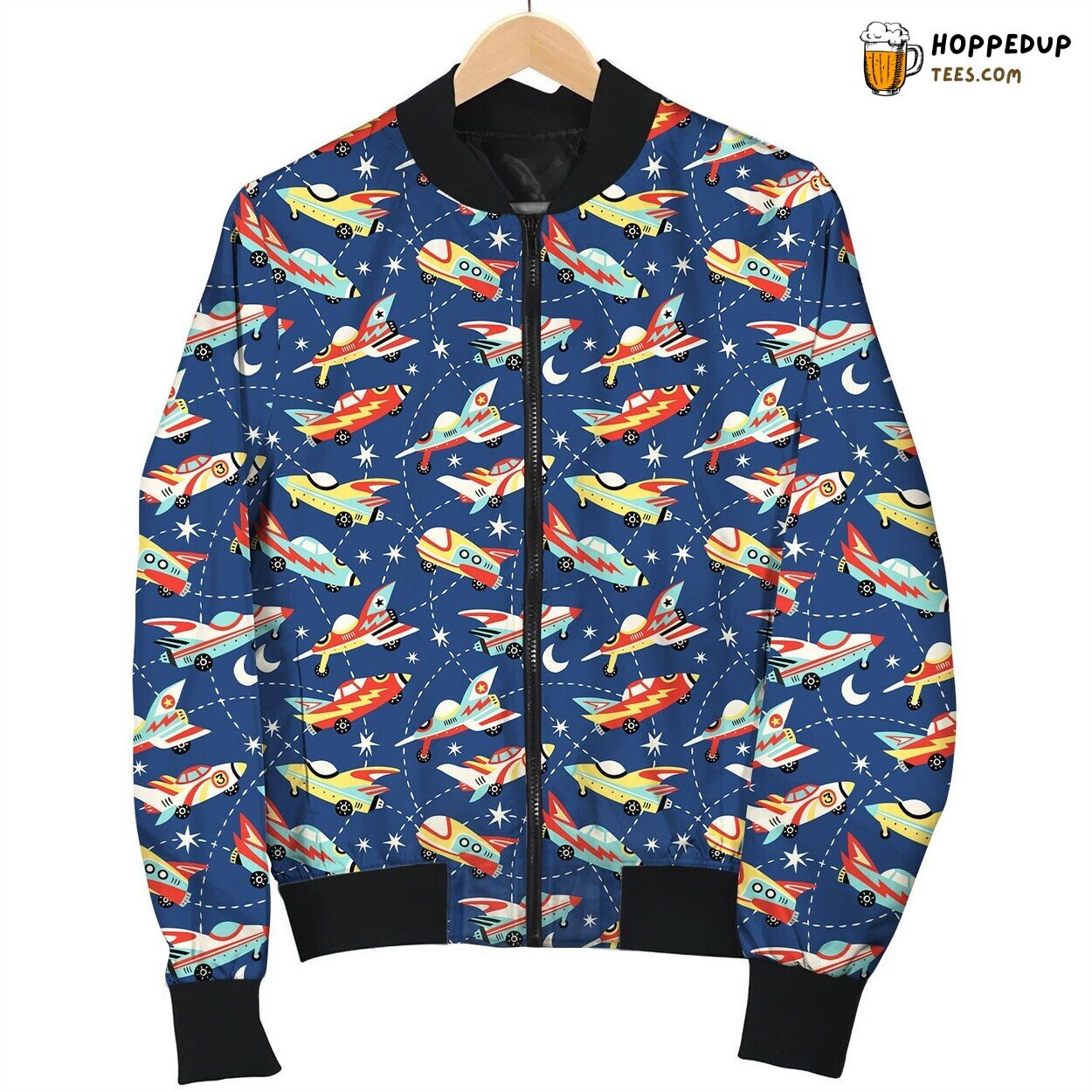 Airplane Line Behind Bomber Jacket