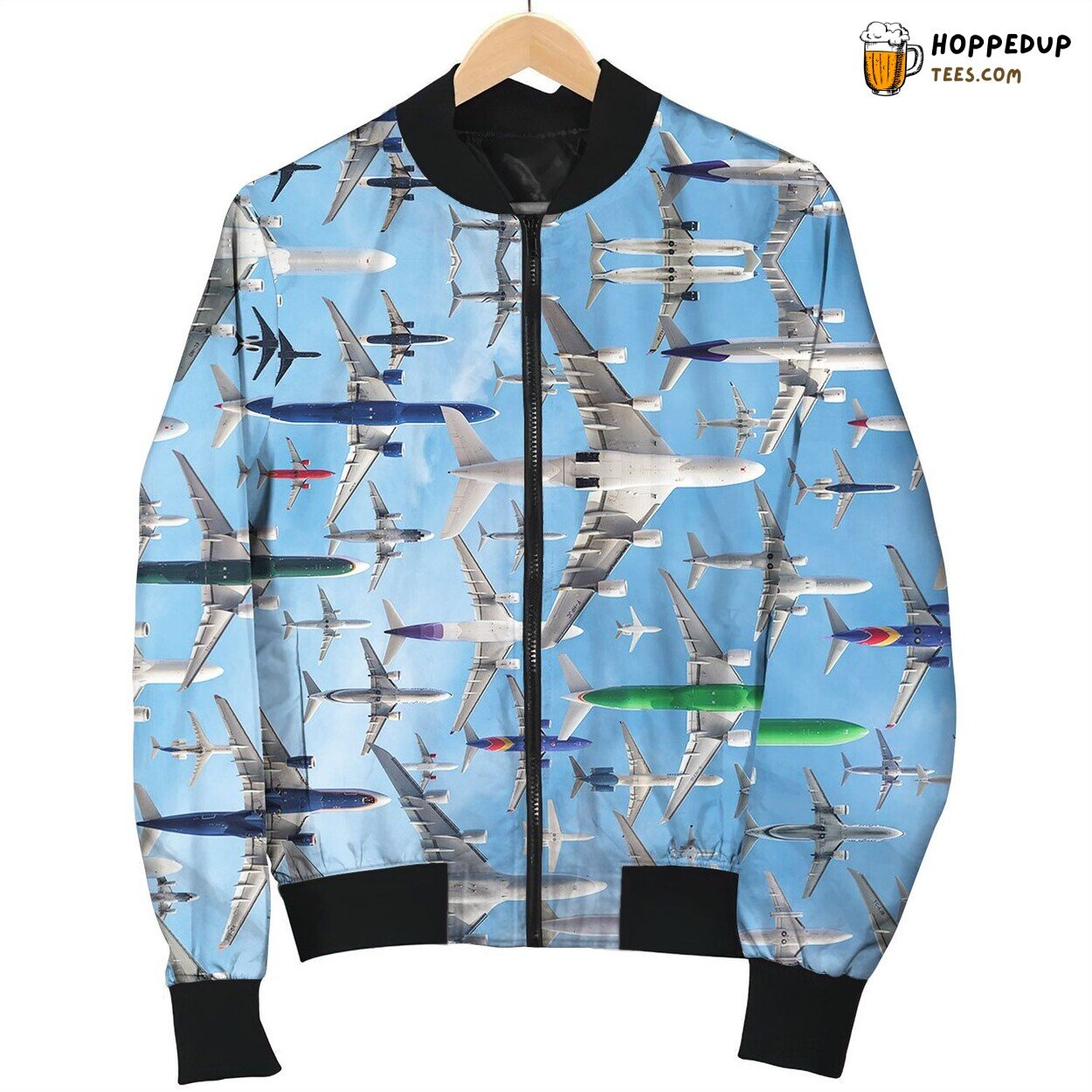 Airplane Looking From Ground Bomber Jacket