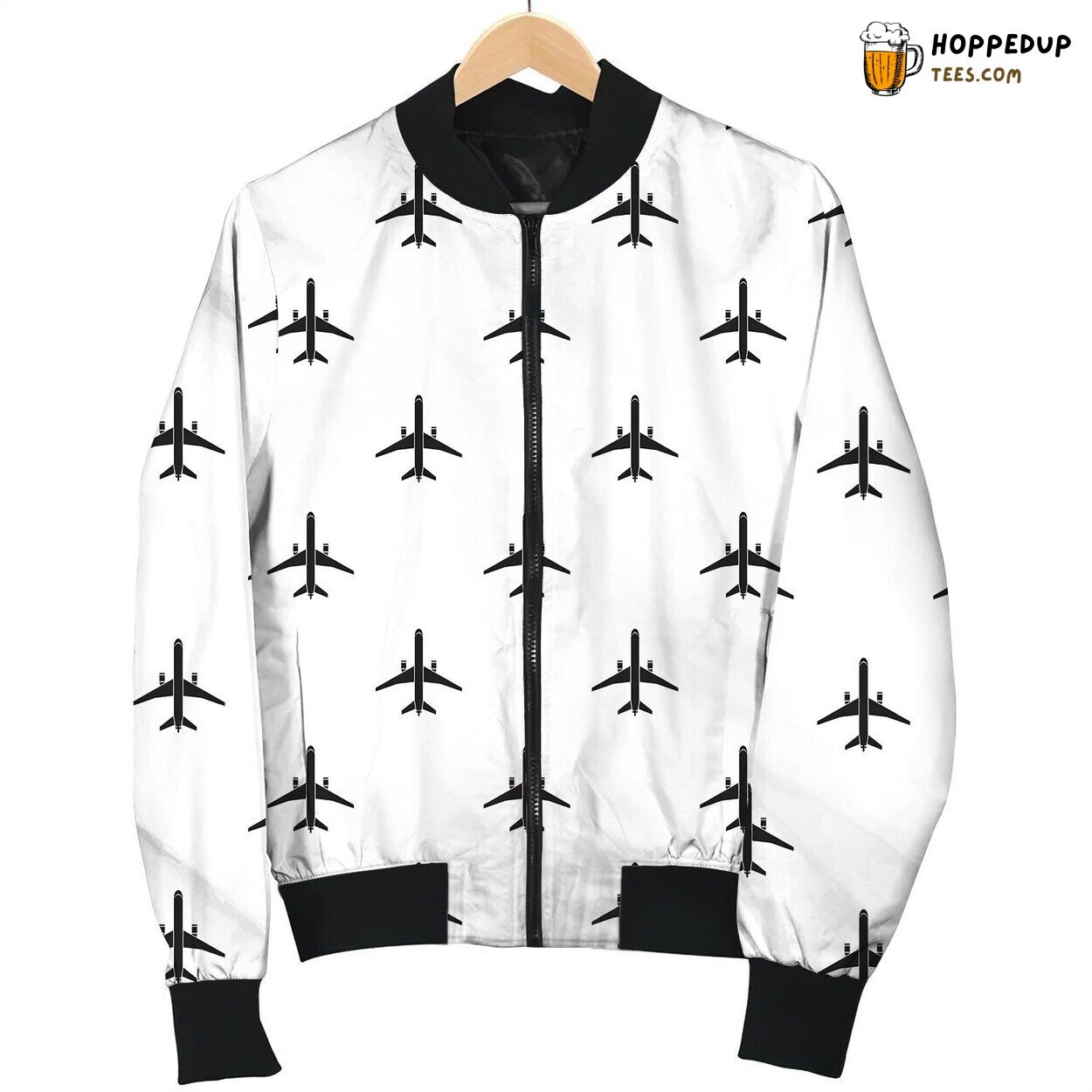 Airplane Pattern Simple Bomber Jacket