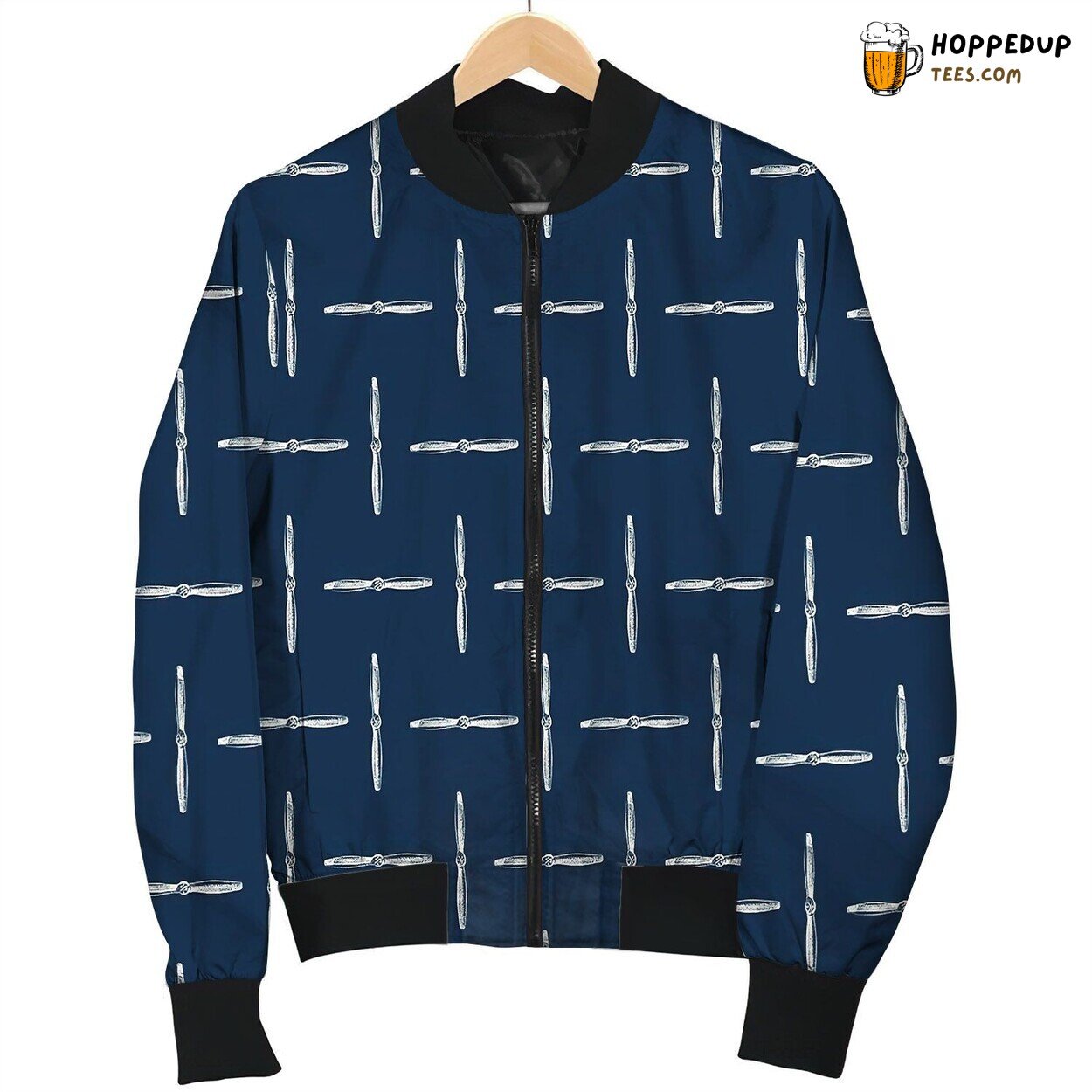 Airplane Propellers Whitevon Navy Bomber Jacket