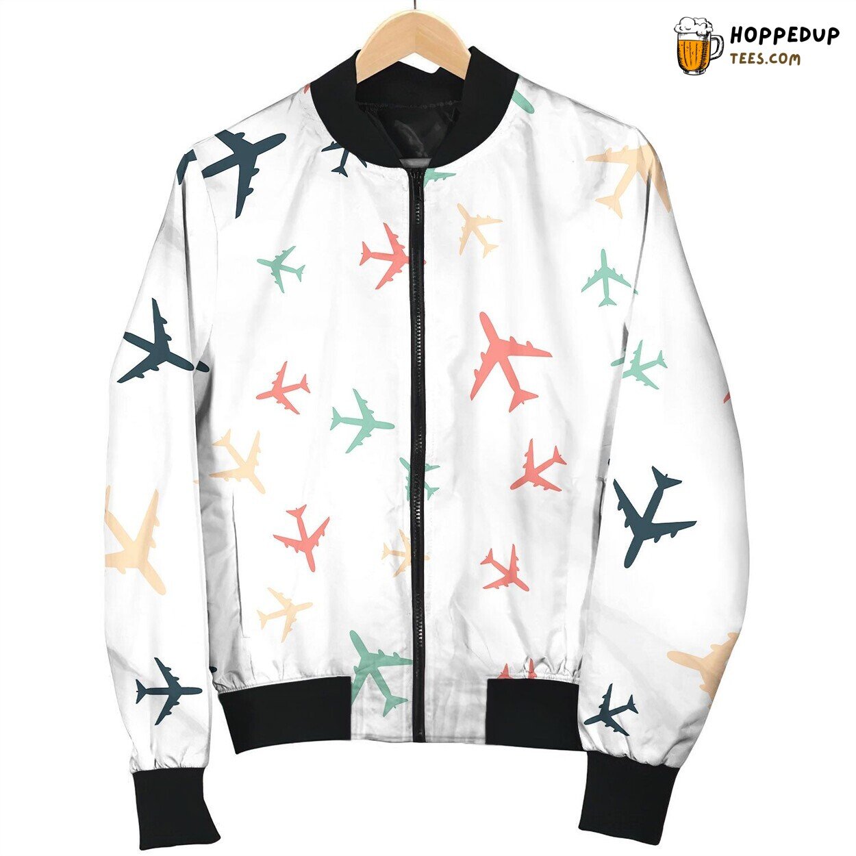 Airplane Seamless Pattern Background Illustration Bomber Jacket