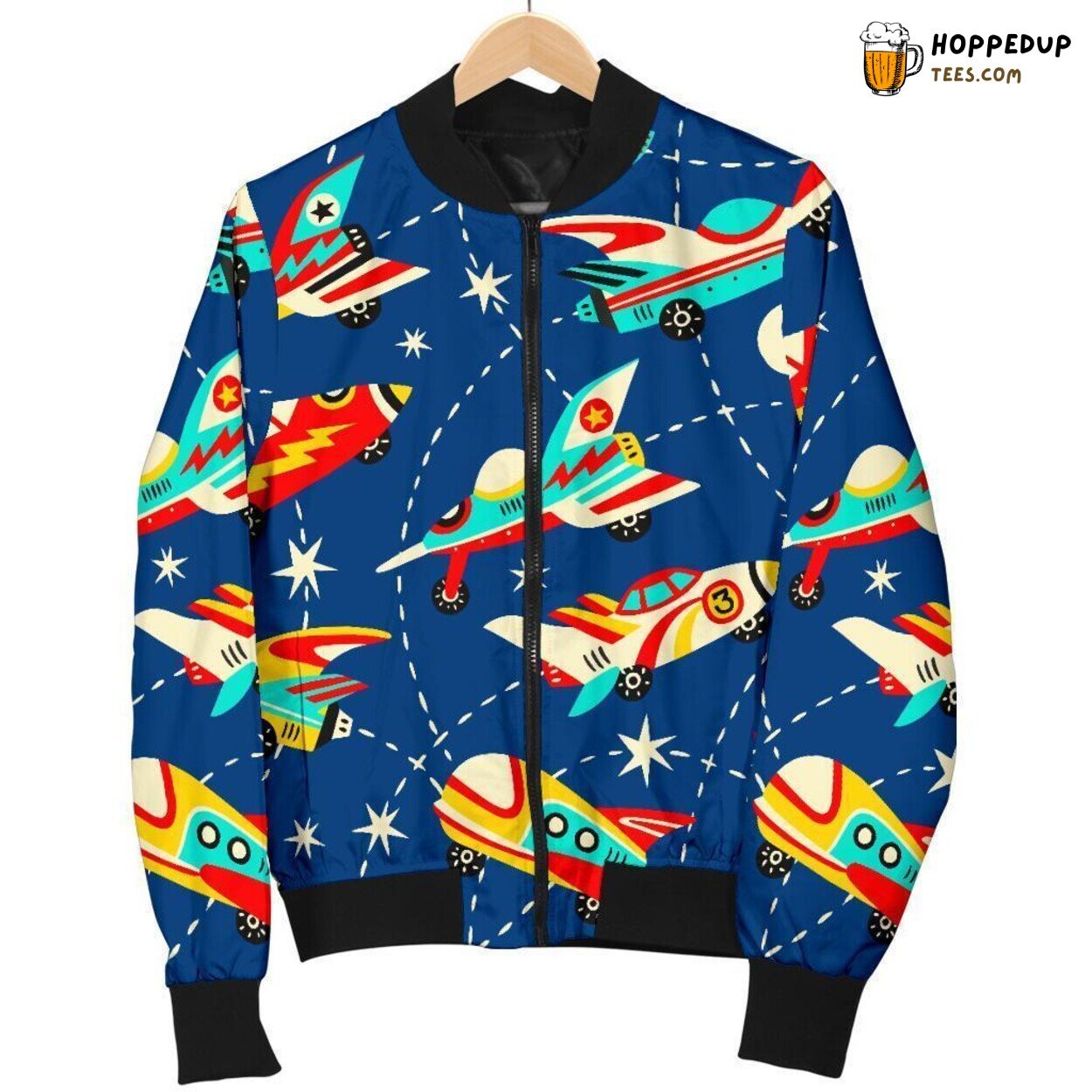 Airplane Sky Travel Design Men’s Bomber Jacket Distinct Pattern Showcase Airplane Sky Travel Design Men’s Bomber Jacket Distinct Pattern Showcase