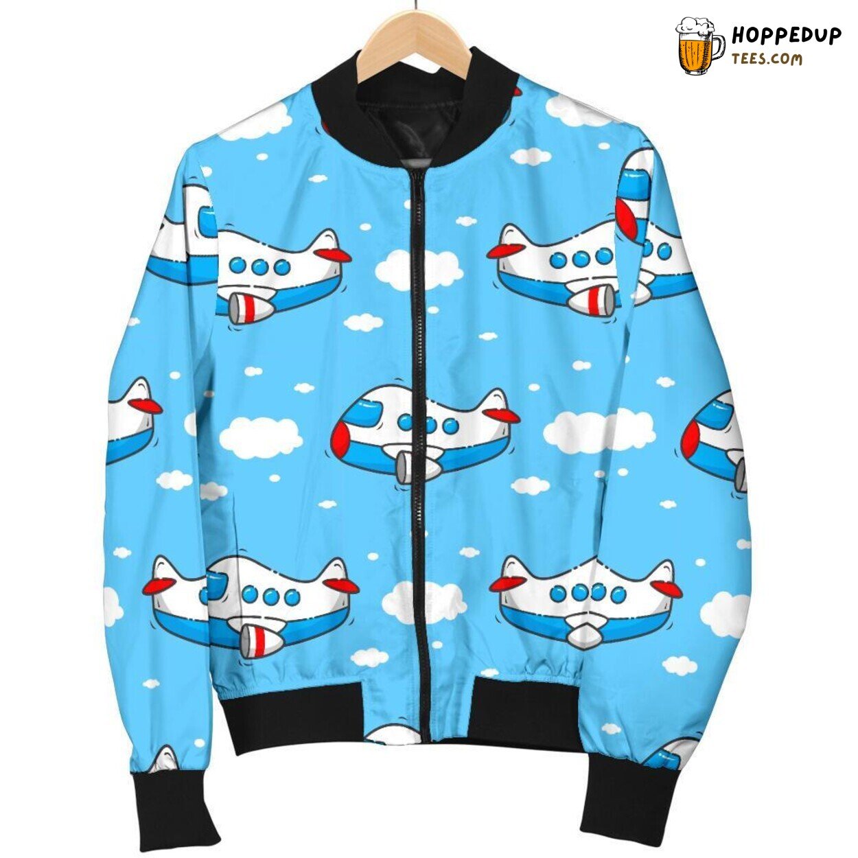 Airplane Skyward Flight Display Men’s Bomber Jacket Aviation Design Art Tribute