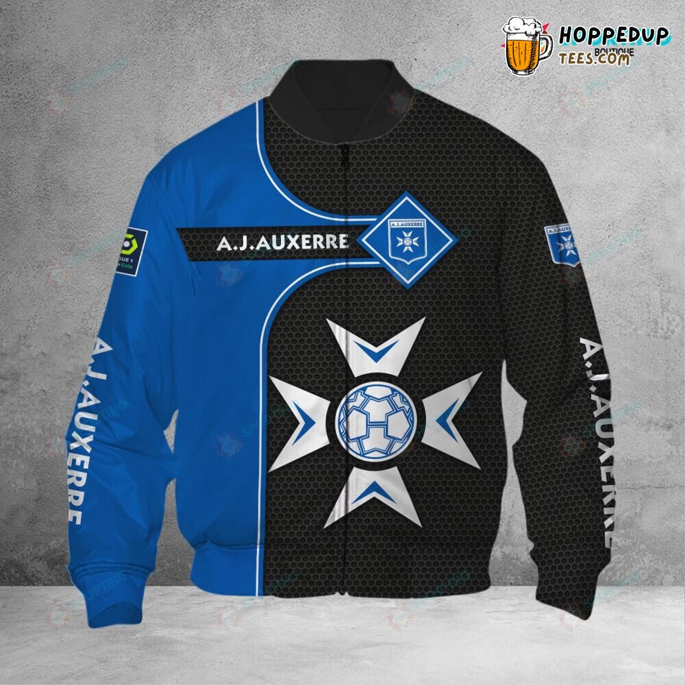 AJ Auxerre Blue Black Football Enthusiast Bomber Jacket Edition