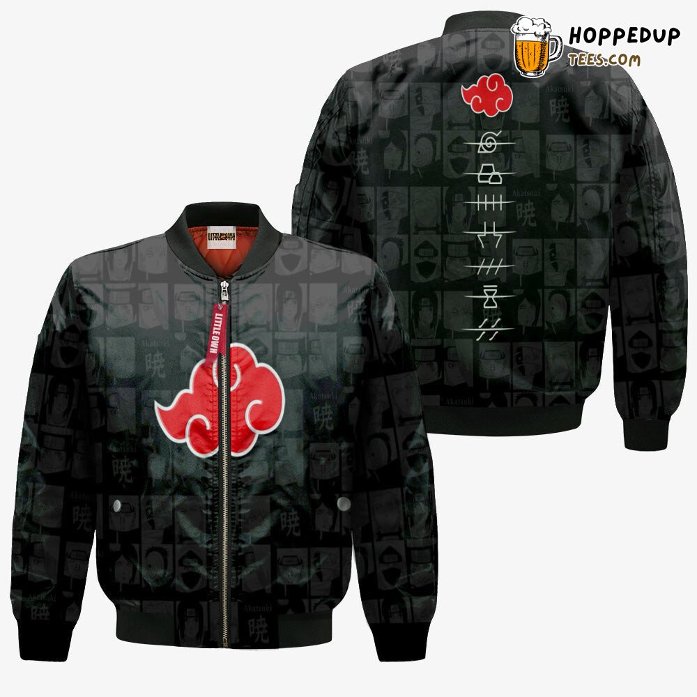 Akatsuki Cloud Custom Bomber Jacket Naruto Cosplay Outfits Village Theme