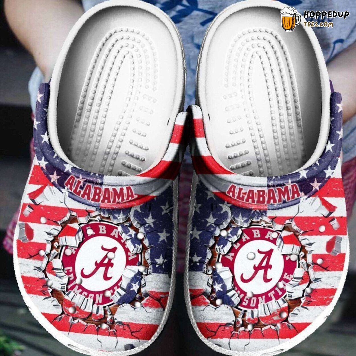 Alabama Flag Themed Clog Shoes Patriotic State Inspired Unique Footwear Gift
