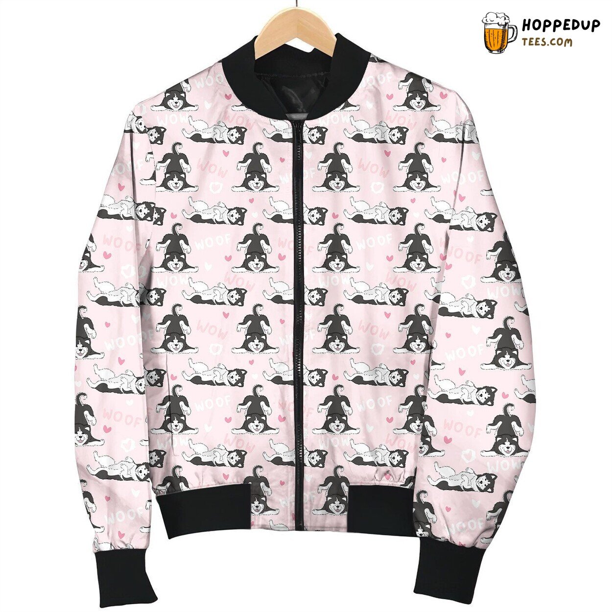 Alaska Wow Woof Pink Pattern Bomber Jacket