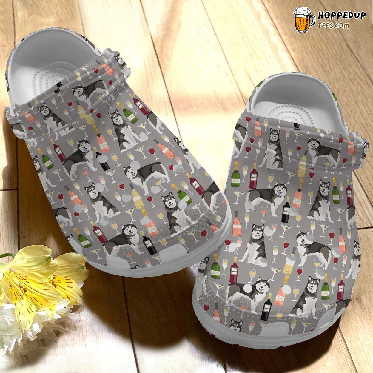 Alaskan Malamute Wine Beach Themed Clog Shoes Comfort Style