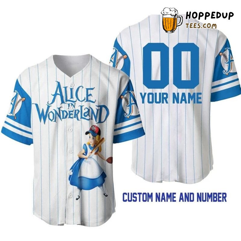 Alice in Wonderland Custom White Pinstripe 3D Baseball Jersey