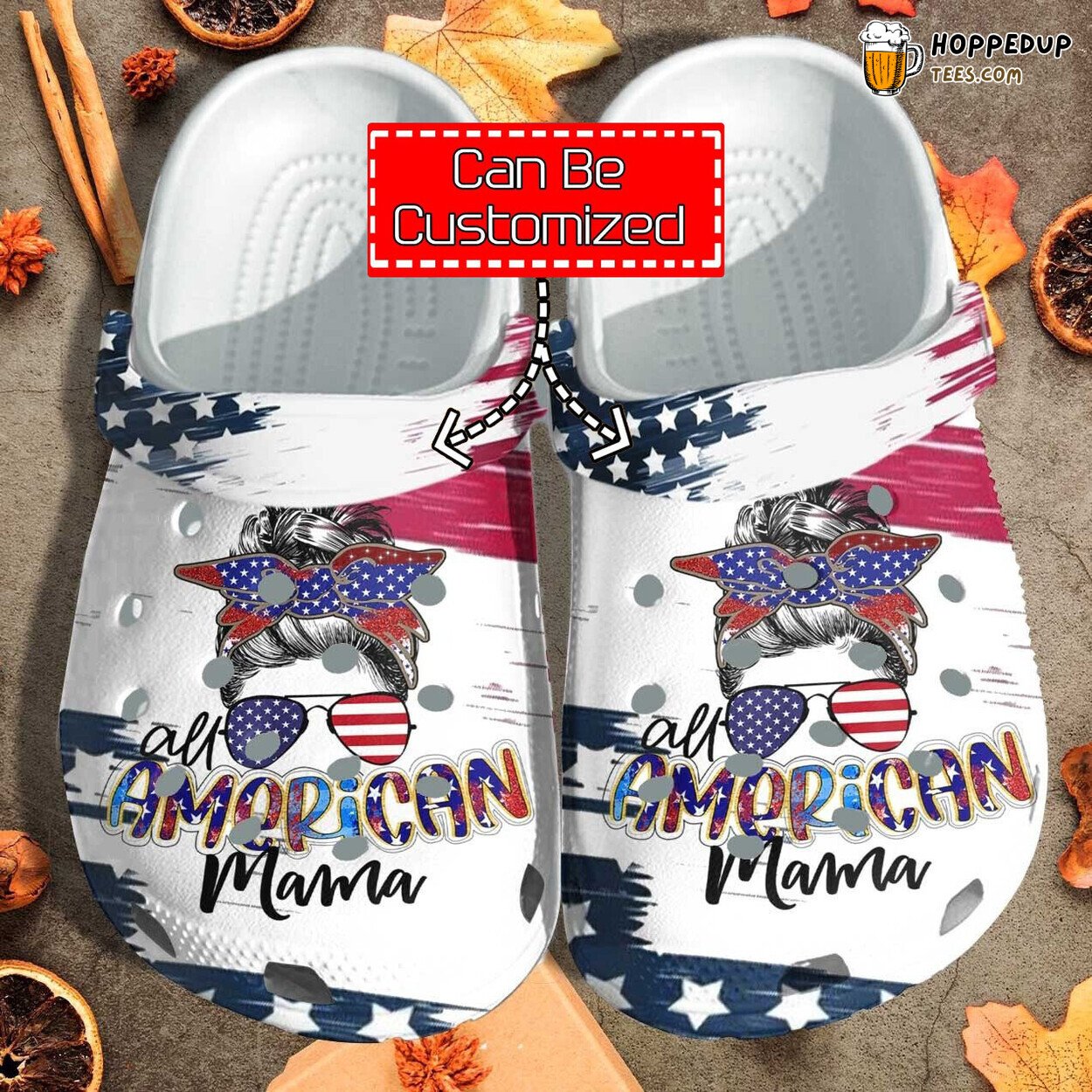All American Mama Messy Custom Personalized Unique Clog Shoes