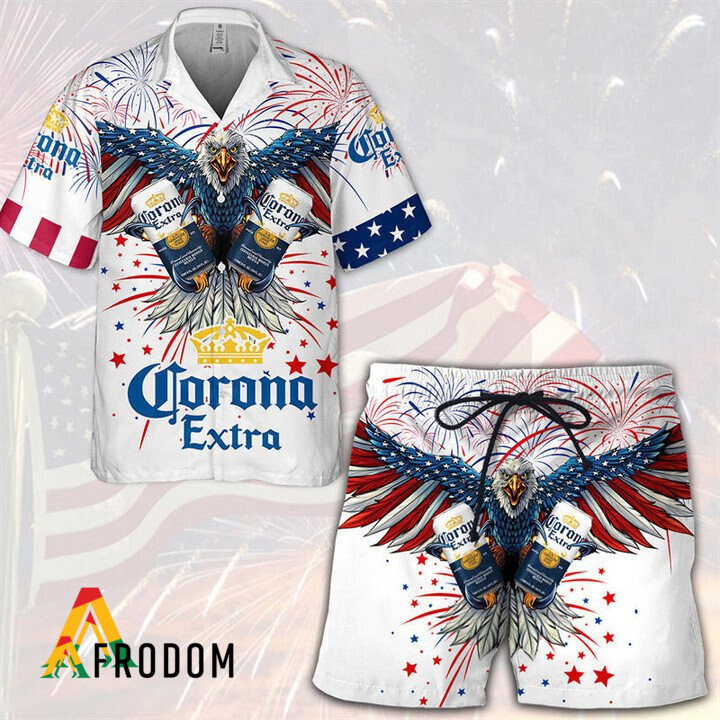 Aloha Independence Day Corona Extra Hawaiian Shirt And Shorts Set HU Aloha Independence Day Corona Extra Hawaiian Shirt And Shorts Set HU