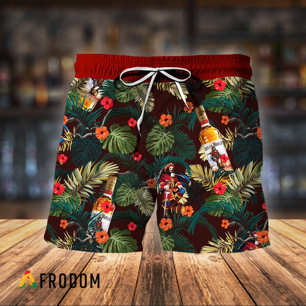 Aloha Summer Flowers Captain Morgan Hawaiian Shorts HU