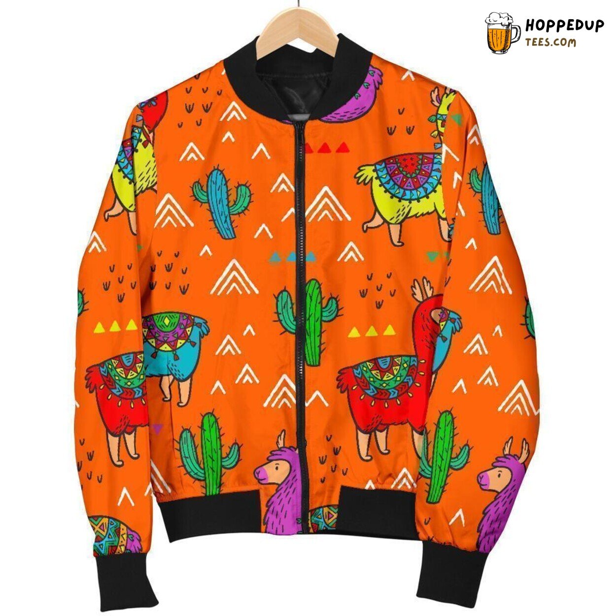 Alpaca Amongst Cacti Men’s Bomber Jacket Unique Essence Pattern Design Art