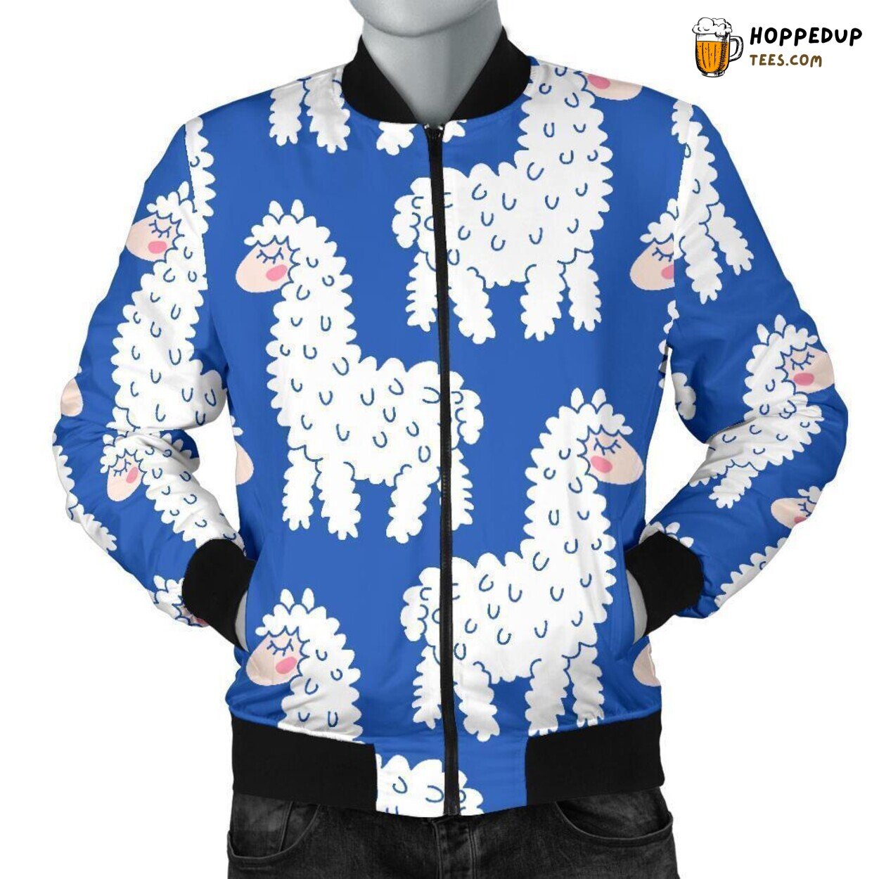 Alpaca Animal Print Pattern Men’s Bomber Jacket Unique Style