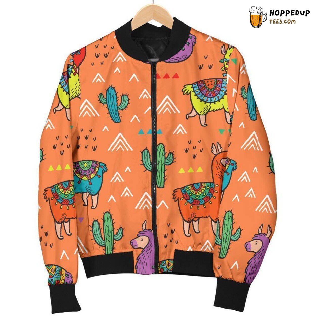 Alpaca Cactus Pattern Print Men’s Bomber Jacket Unique Style