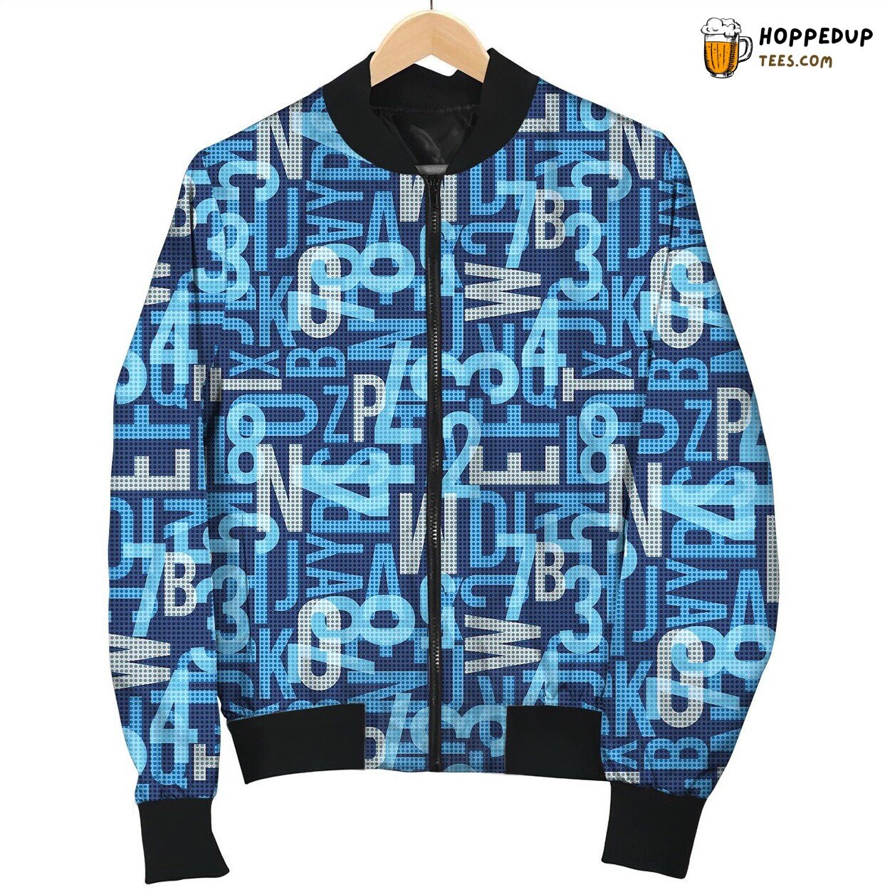 Alpha Blue Artistic Essence Winter Bomber Jacket Vibrant Design