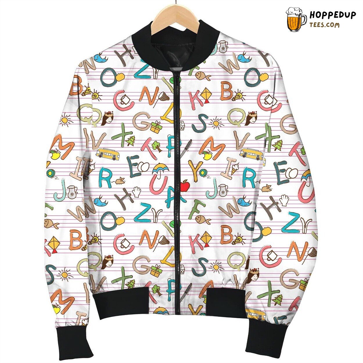 Alpha Seamless With English Letters Bomber Jacket