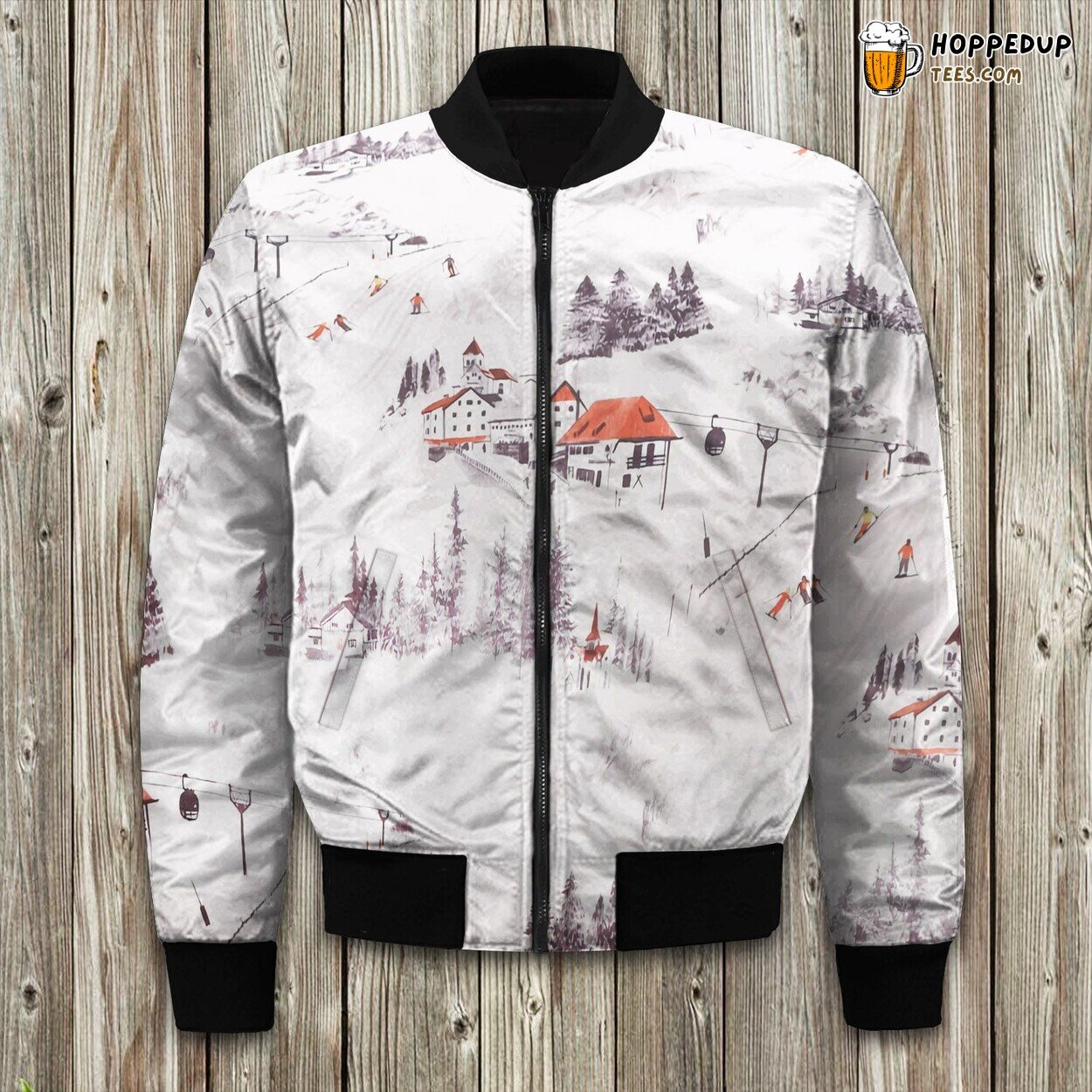 Alpine Adventure Winter Skiing Theme Winter Bomber Jacket Mountain Rush