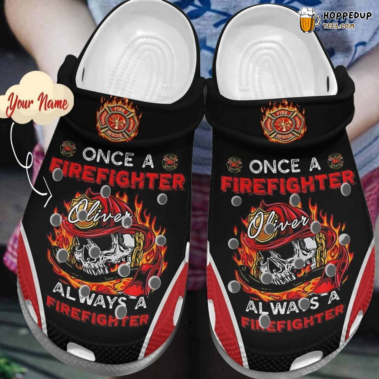Always A Firefighter Your Name Mens Womens Classic Water Comfort Clogs