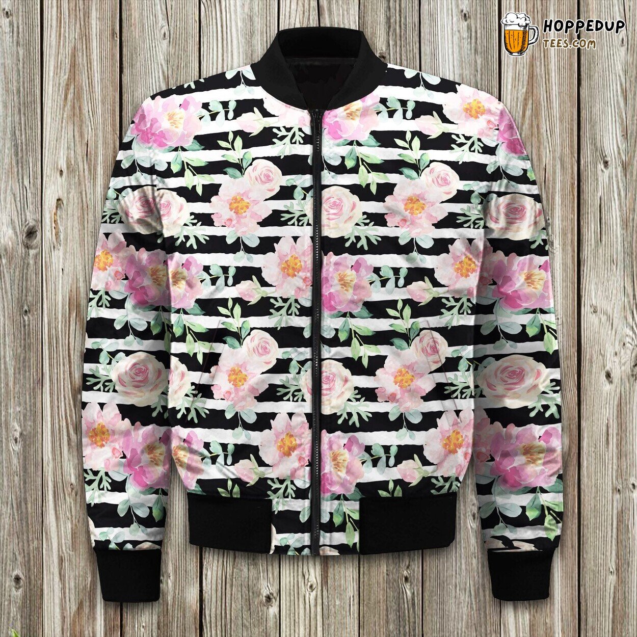 Amara Watercolor Rose Bomber Jacket