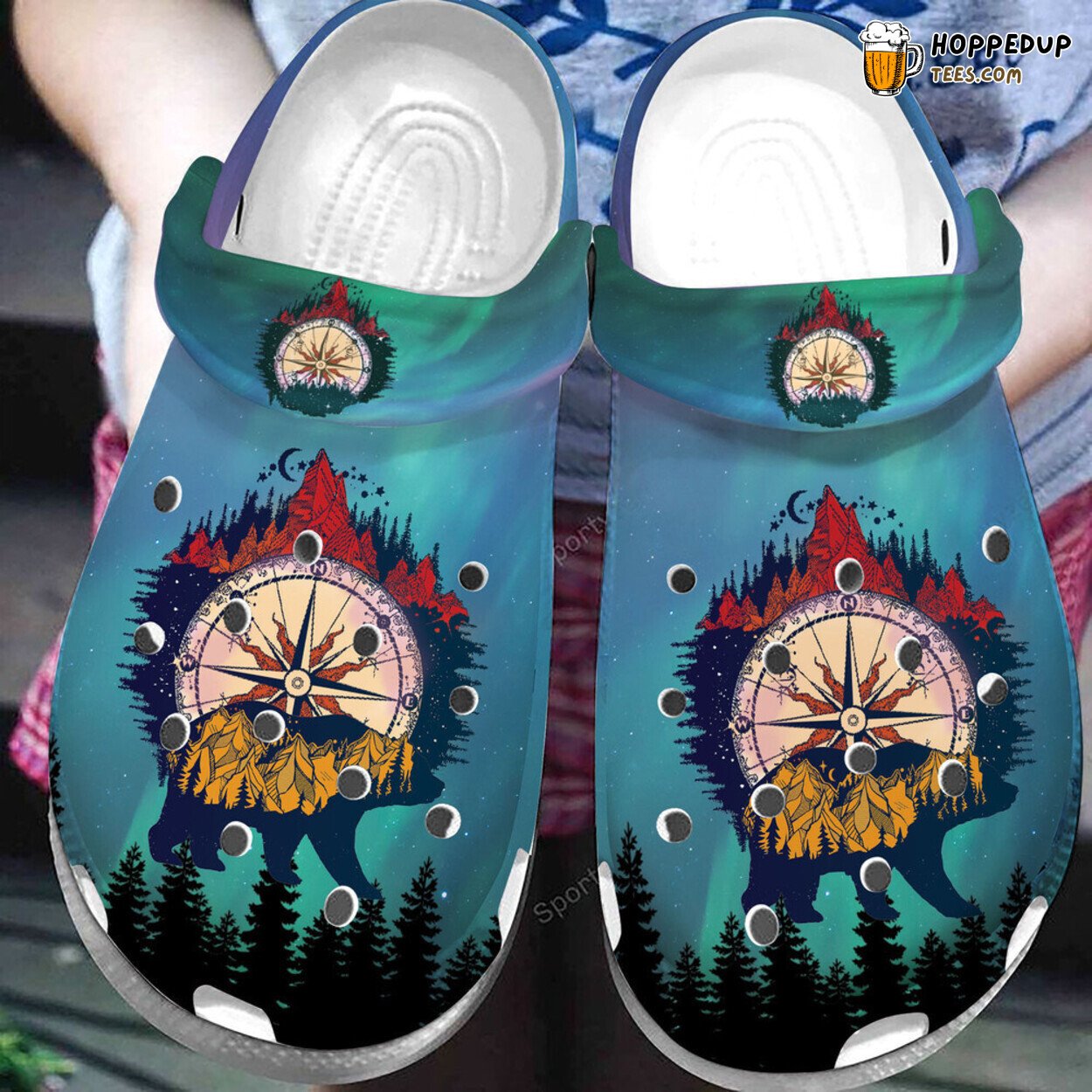 Amazing Camping Compass Themed Comfortable Clogs Shoes Unique Outdoor Adventure