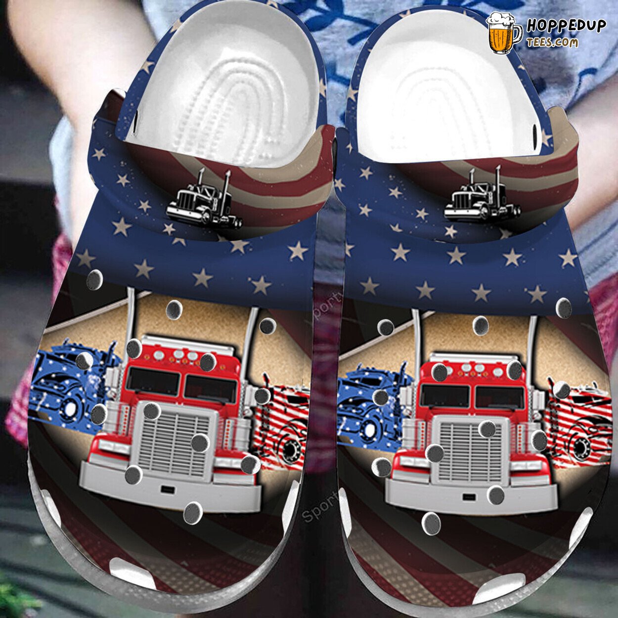 Amazing Patriot Trucker American Flag Theme Clogs Shoes Comfortable