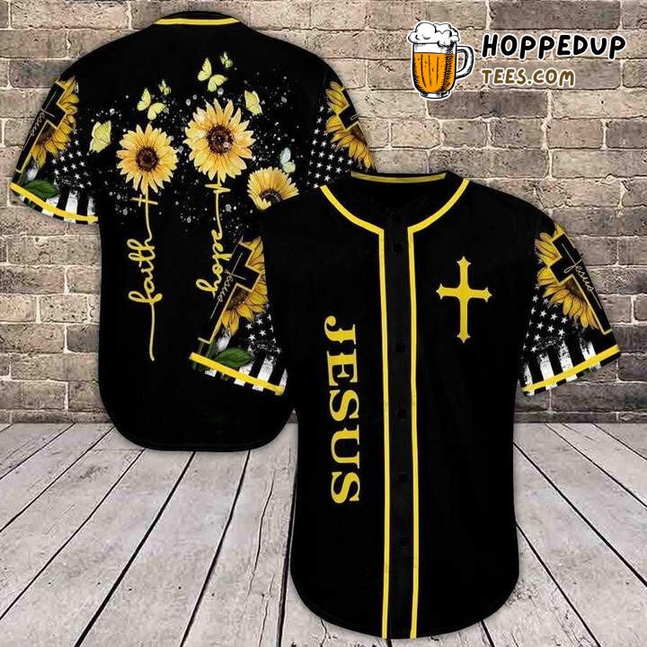 Amazing Sunflower and Jesus Baseball Tee Jersey Shirts 3D