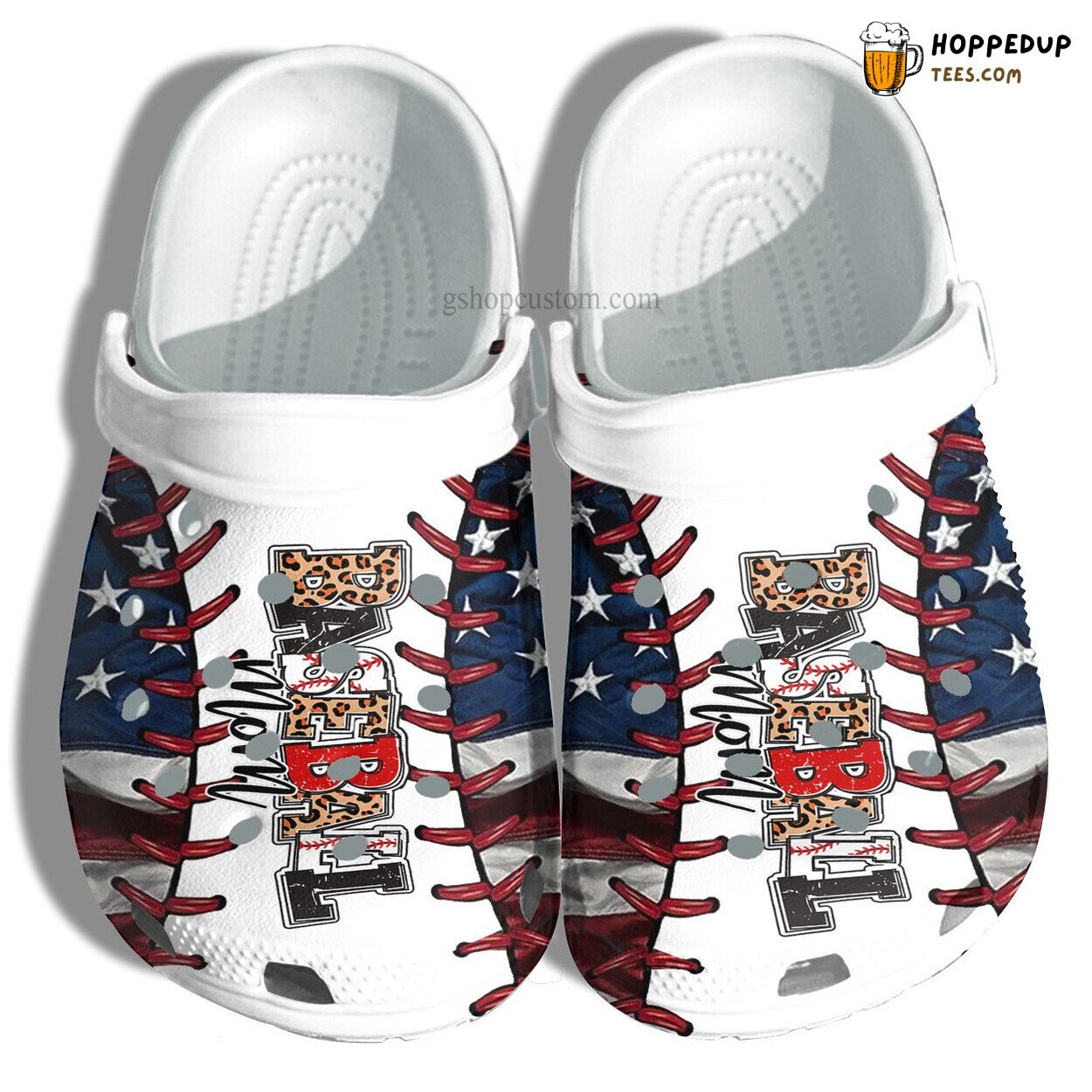 America Baseball Mom Leopard Flag Themed Clogs Women Gift Idea