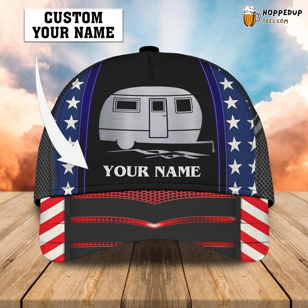 America Caravan Camping Baseball Cap Personalized Camping Design Hat