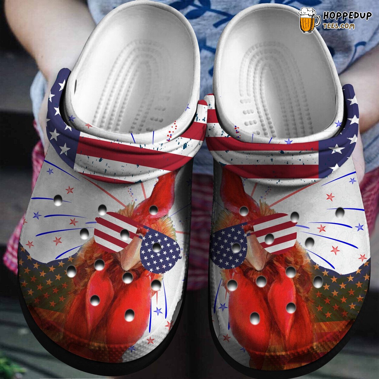 America Chicken Personalized Theme Shoes Clogs Independence Day Unique Design