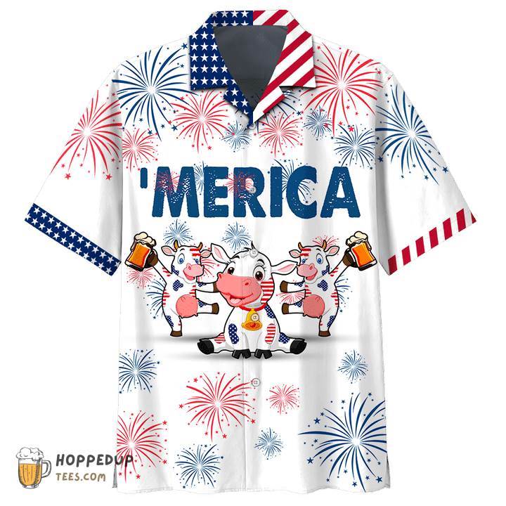 America Cow Beer Hawaiian Shirt