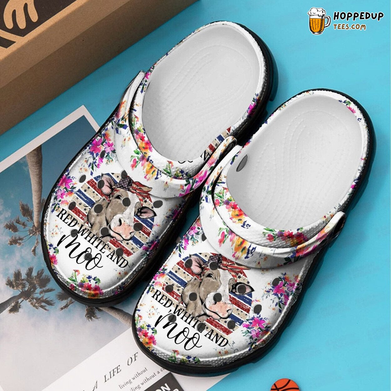 America Cow Moo Flower Theme Shoes Cows Heifer USA Unique Design