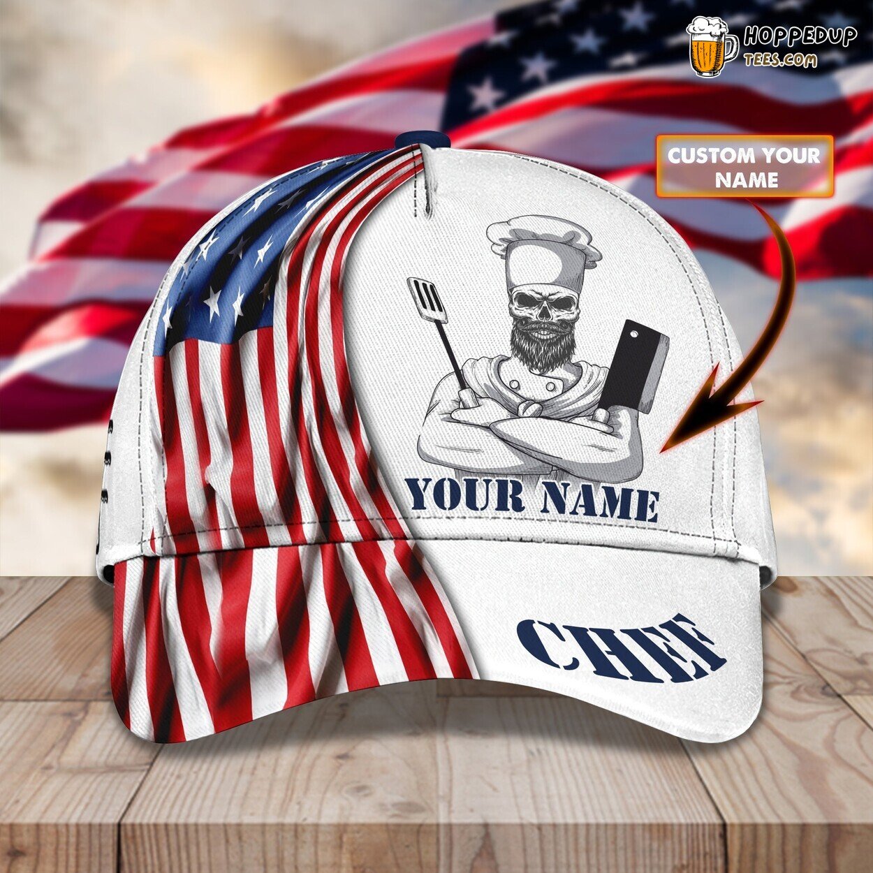 America Culinary Gangster 3D Classic Cap Personalized Name Chef Elegant Design
