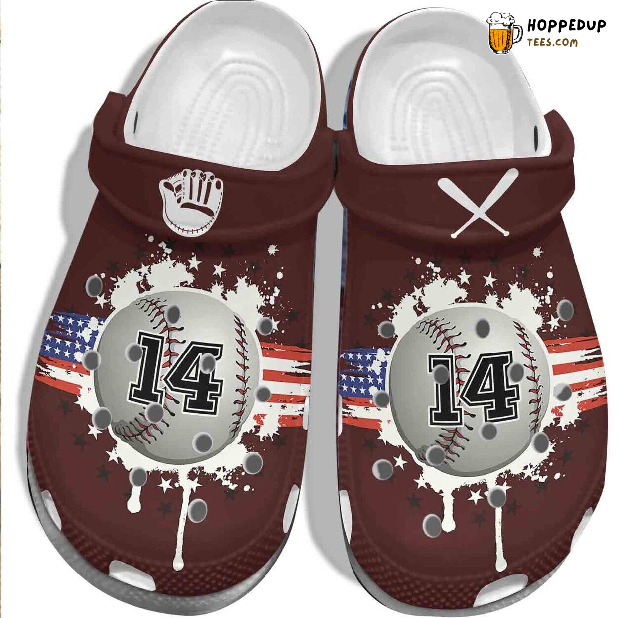 America Flag Baseball Vector Custom 14Th Outdoor Comfortable Clogs